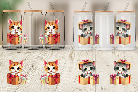 Glass Can Kitten Gift Sublimation artnoy 