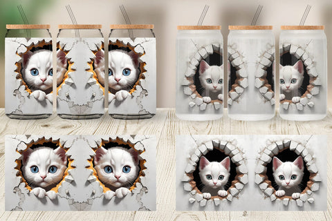 Glass Can Kitten in Wall Sublimation artnoy 