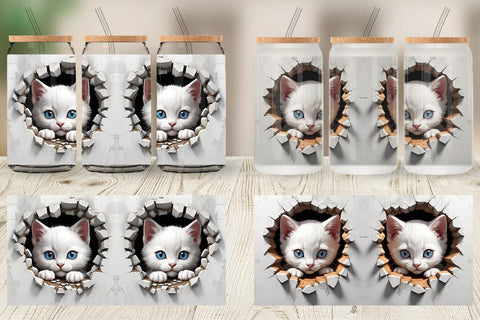 Glass Can Kitten in Wall Sublimation artnoy 