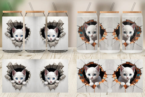 Glass Can Kitten in Wall Sublimation artnoy 