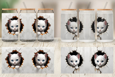 Glass Can Kitten in Wall Sublimation artnoy 
