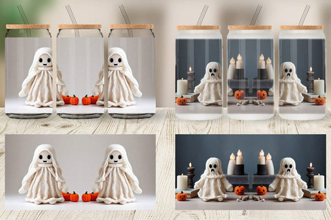Glass Can Knitted Ghost Halloween Sublimation artnoy 