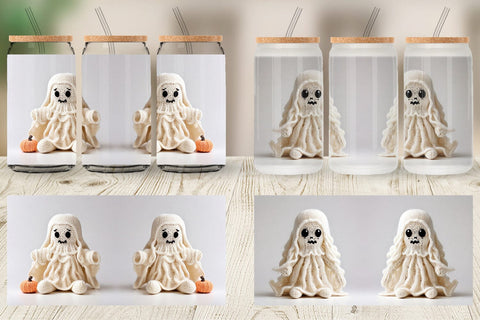 Glass Can Knitted Ghost Halloween Sublimation artnoy 