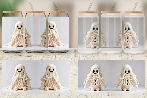 Glass Can Knitted Ghost Halloween Sublimation artnoy 