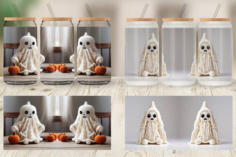 Glass Can Knitted Ghost Halloween Sublimation artnoy 