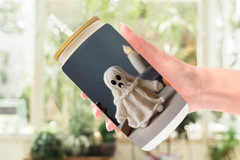 Glass Can Knitted Ghost Halloween Sublimation artnoy 