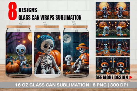 Glass Can Knitted Skeleton Sublimation artnoy 