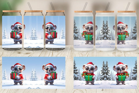 Glass Can Koala Christmas Sublimation artnoy 