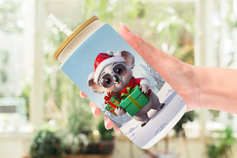 Glass Can Koala Christmas Sublimation artnoy 