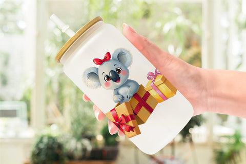 Glass Can Koala Gift Sublimation artnoy 