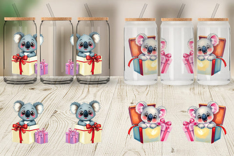 Glass Can Koala Gift Sublimation artnoy 