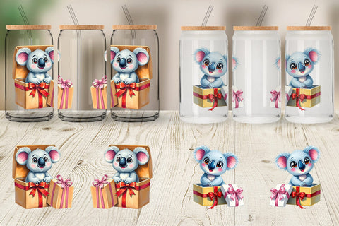 Glass Can Koala Gift Sublimation artnoy 