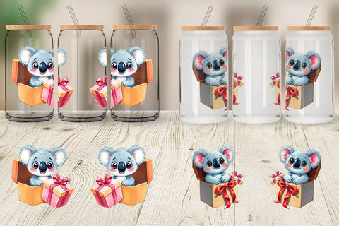 Glass Can Koala Gift Sublimation artnoy 