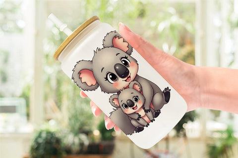 Glass Can Koala Mother's Day Sublimation artnoy 