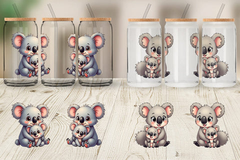 Glass Can Koala Mother's Day Sublimation artnoy 
