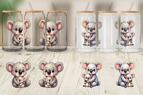 Glass Can Koala Mother's Day Sublimation artnoy 