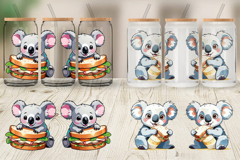 Glass Can Koala with Sandwich Sublimation artnoy 