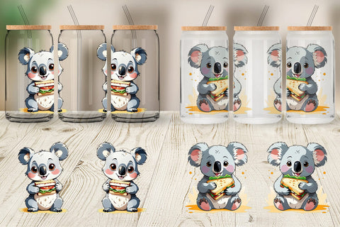 Glass Can Koala with Sandwich Sublimation artnoy 