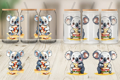 Glass Can Koala with Sandwich Sublimation artnoy 