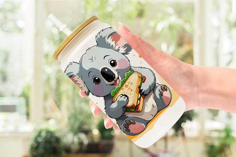 Glass Can Koala with Sandwich Sublimation artnoy 
