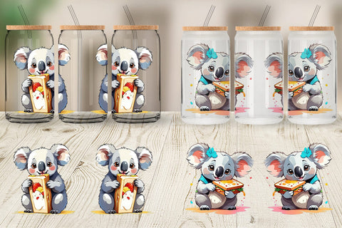 Glass Can Koala with Sandwich Sublimation artnoy 