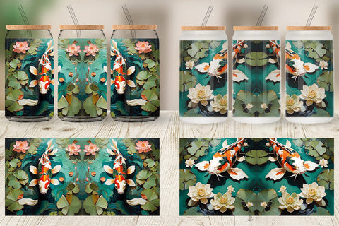 Glass Can Koi Fish Sublimation artnoy 