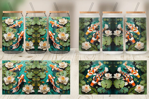Glass Can Koi Fish Sublimation artnoy 