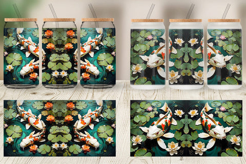 Glass Can Koi Fish Sublimation artnoy 
