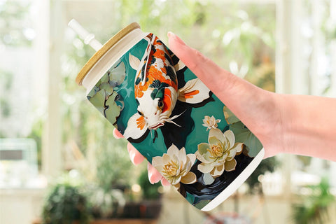 Glass Can Koi Fish Sublimation artnoy 