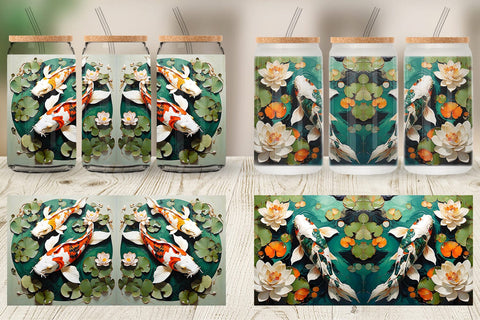 Glass Can Koi Fish Sublimation artnoy 