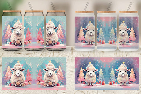 Glass Can Lamb Christmas Painting Sublimation artnoy 