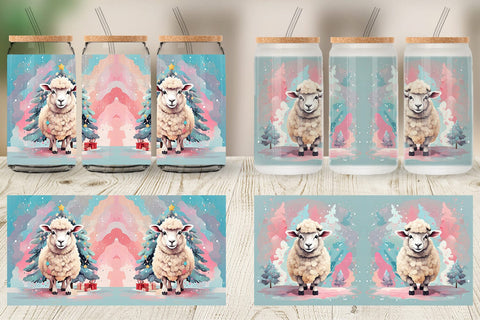 Glass Can Lamb Christmas Painting Sublimation artnoy 