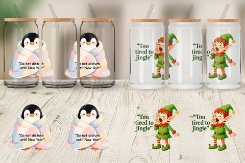 Glass Can Lazy Christmas Pajamas Sublimation artnoy 