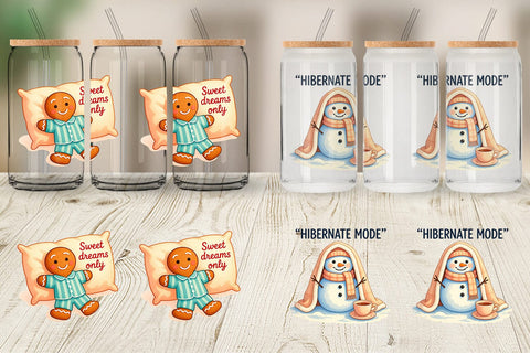 Glass Can Lazy Christmas Pajamas Sublimation artnoy 