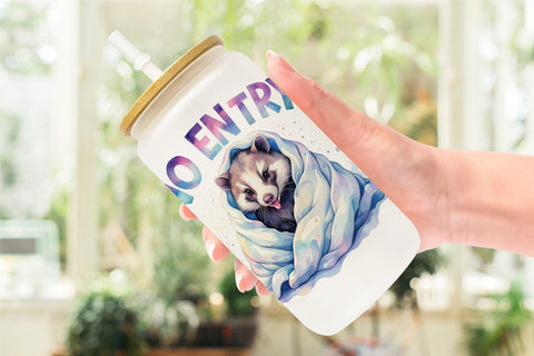 Glass Can Lazy Cute Animals Sublimation artnoy 