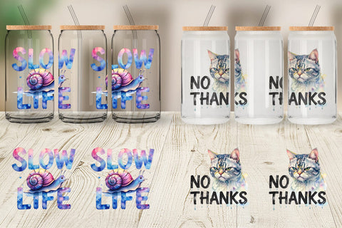 Glass Can Lazy Cute Animals Sublimation artnoy 