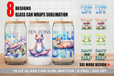 Glass Can Lazy Frog Zen Sublimation artnoy 