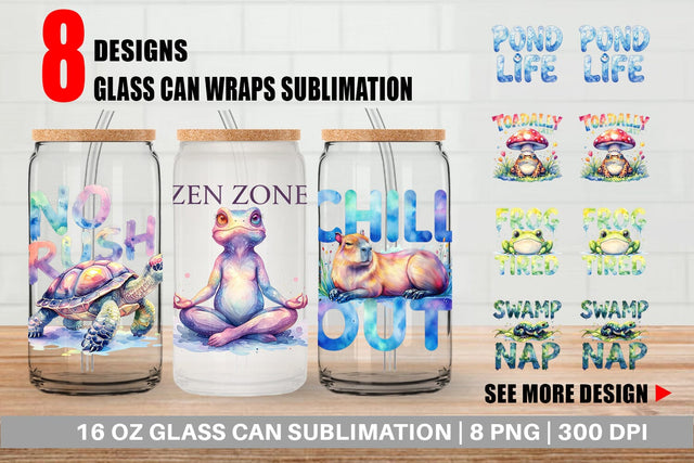 Glass Can Lazy Frog Zen Sublimation artnoy 