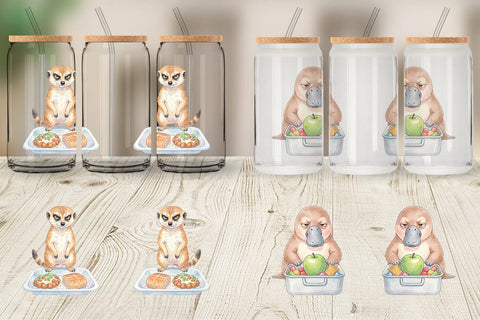 Glass Can Lazy Lunch Hour School Animal Sublimation artnoy 