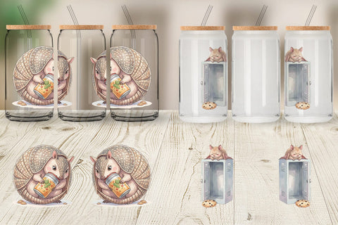 Glass Can Lazy Lunch Hour School Animal Sublimation artnoy 