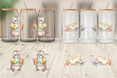 Glass Can Lazy Lunch Hour School Animal Sublimation artnoy 
