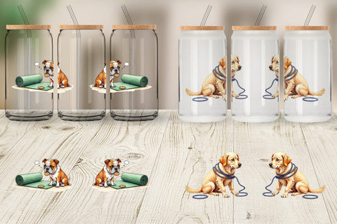 Glass Can Lazy & Proud Anti-Fitness Dog Sublimation artnoy 
