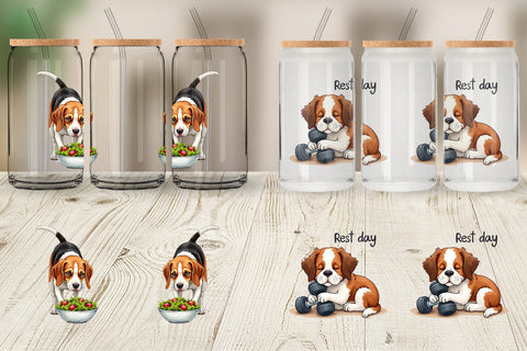 Glass Can Lazy & Proud Anti-Fitness Dog Sublimation artnoy 