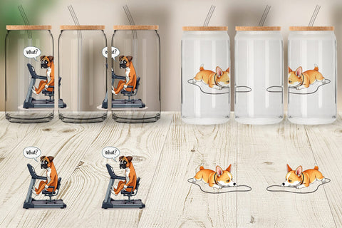 Glass Can Lazy & Proud Anti-Fitness Dog Sublimation artnoy 