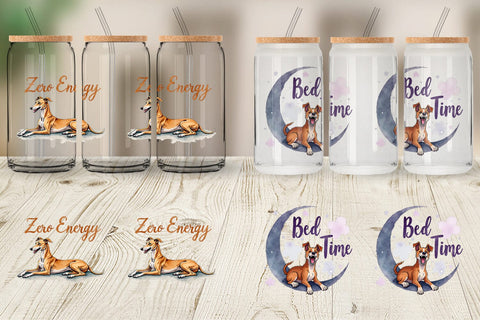 Glass Can Lazy Vibes Ugly Cute Dog Watercolor Quotes Sublimation artnoy 