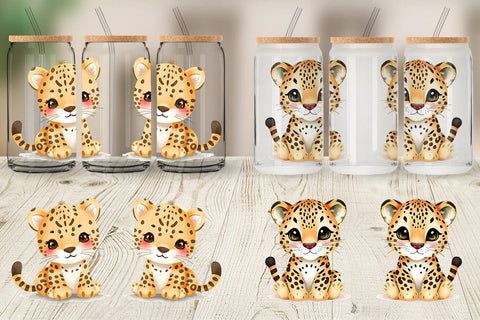Glass Can Leopard Wildlife Sublimation artnoy 