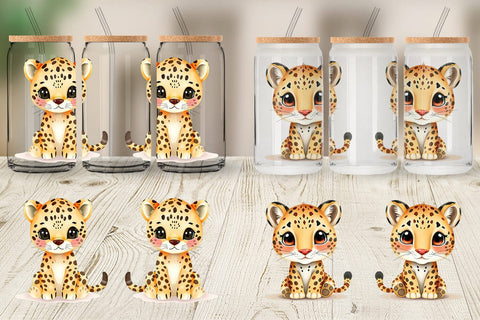 Glass Can Leopard Wildlife Sublimation artnoy 