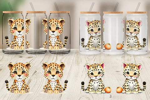 Glass Can Leopard Wildlife Sublimation artnoy 