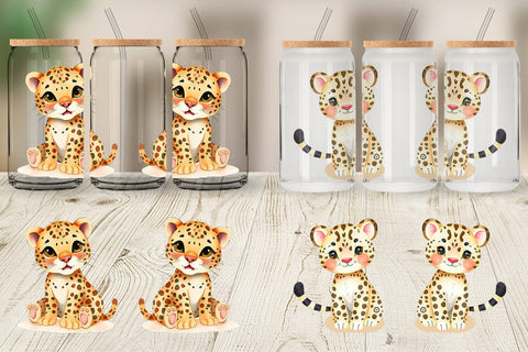 Glass Can Leopard Wildlife Sublimation artnoy 