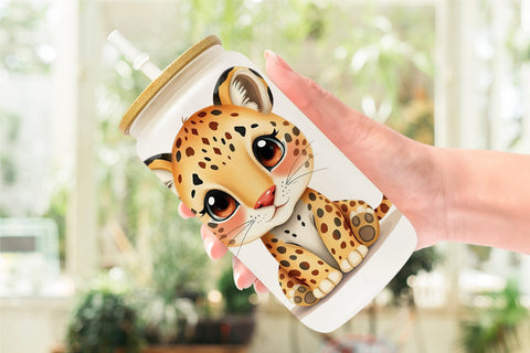 Glass Can Leopard Wildlife Sublimation artnoy 